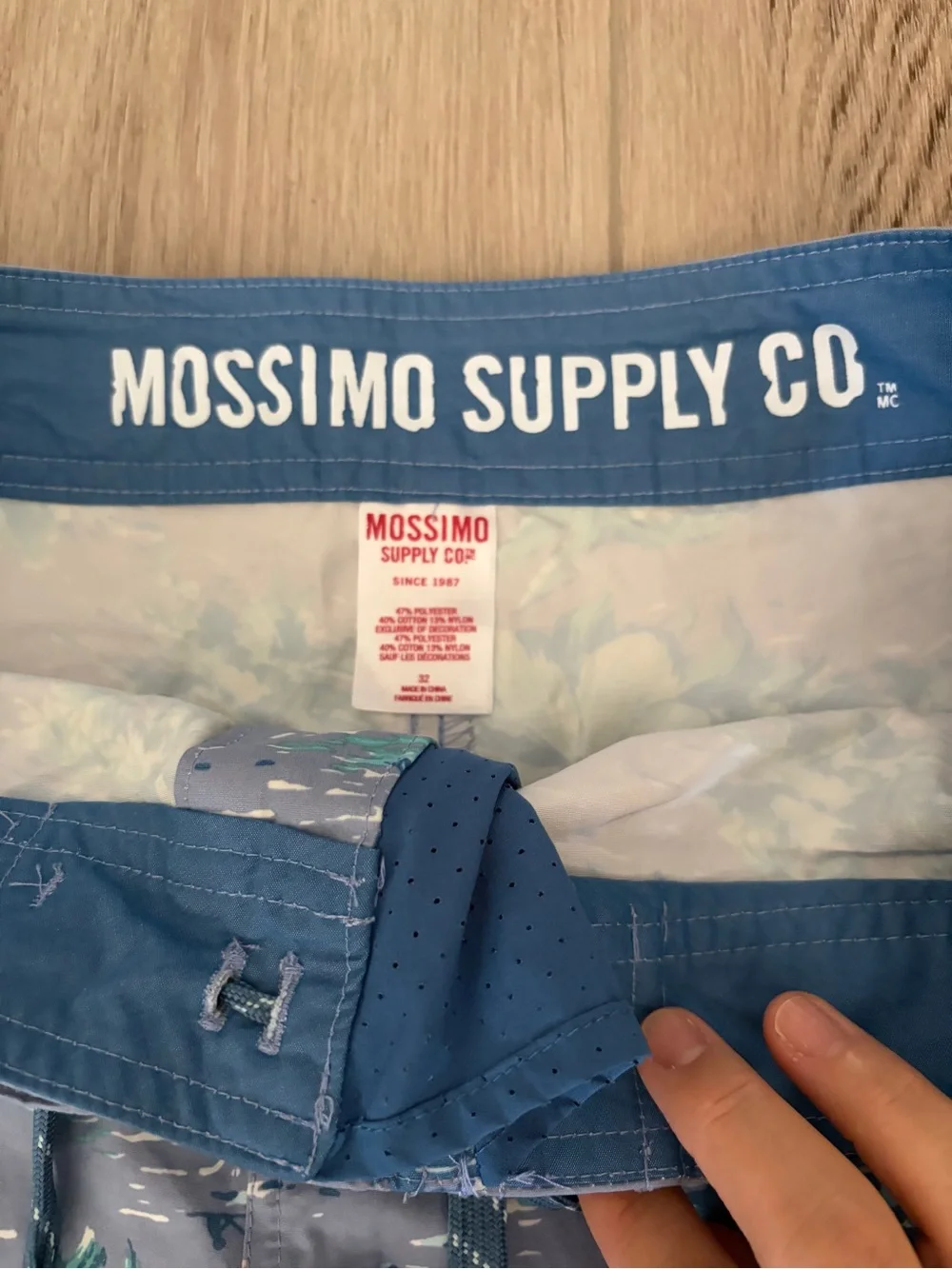 Mossimo Supply Co Men's Floral Swim Trunks - Blue Green Tropical Print